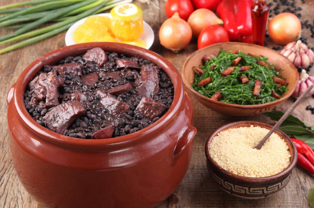 Culture: Feijoada is a traditional Brazilian dish with roots in the colonial era. It's made with black beans, pork (such as sausage, ribs, and dried meat), and served with rice, collard greens, and oranges. It's typically enjoyed on Saturdays.
