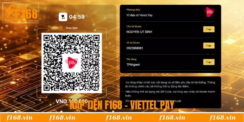 Thanh toán nạp tiền bằng Viettel Pay